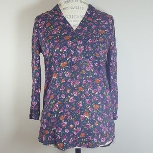 ZARA NWT v neck blouse floral pattern size xs